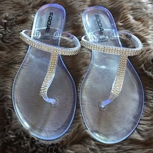 Soda Jelly Rhinestone Sandals